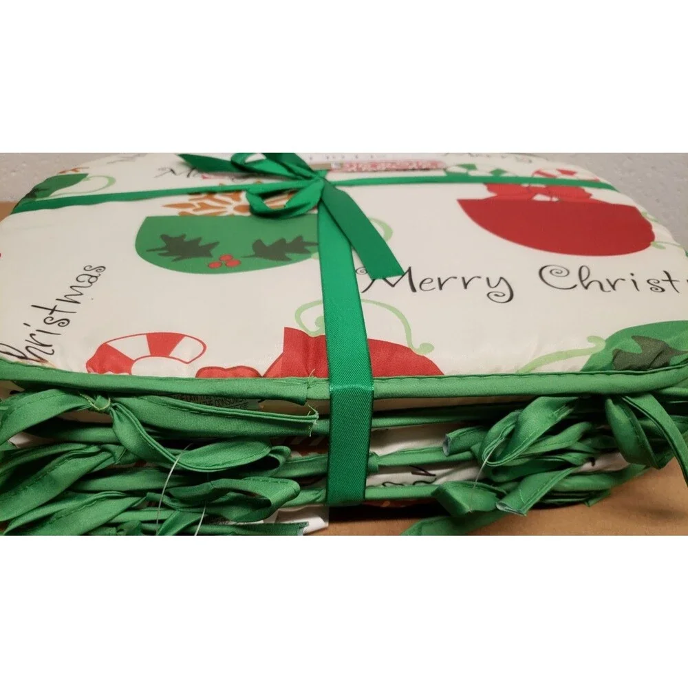 SET OF 4 CHAIR CUSHION PADS w/ties, 15x15